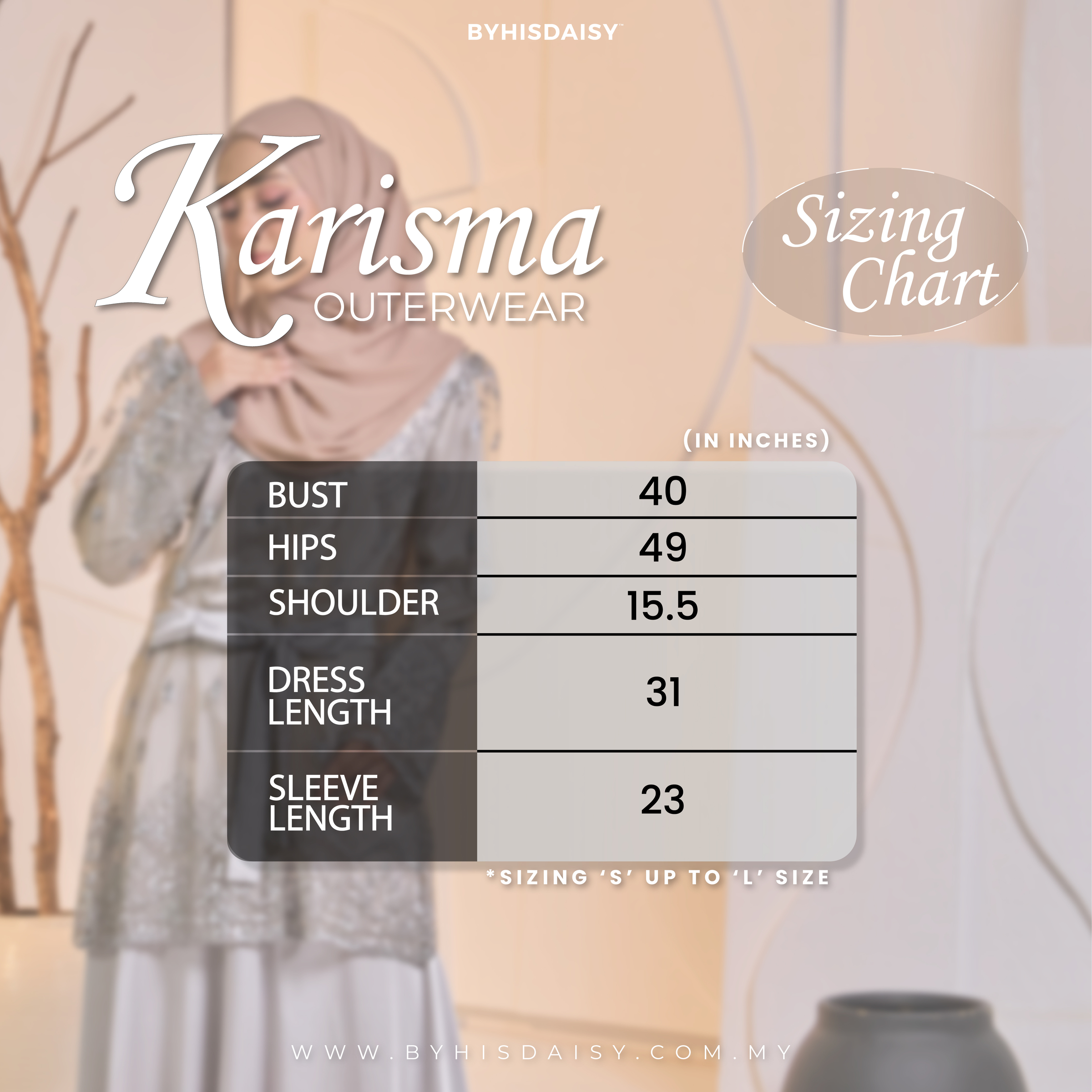 SIZING CHART KARISMA (OUTERWEAR)