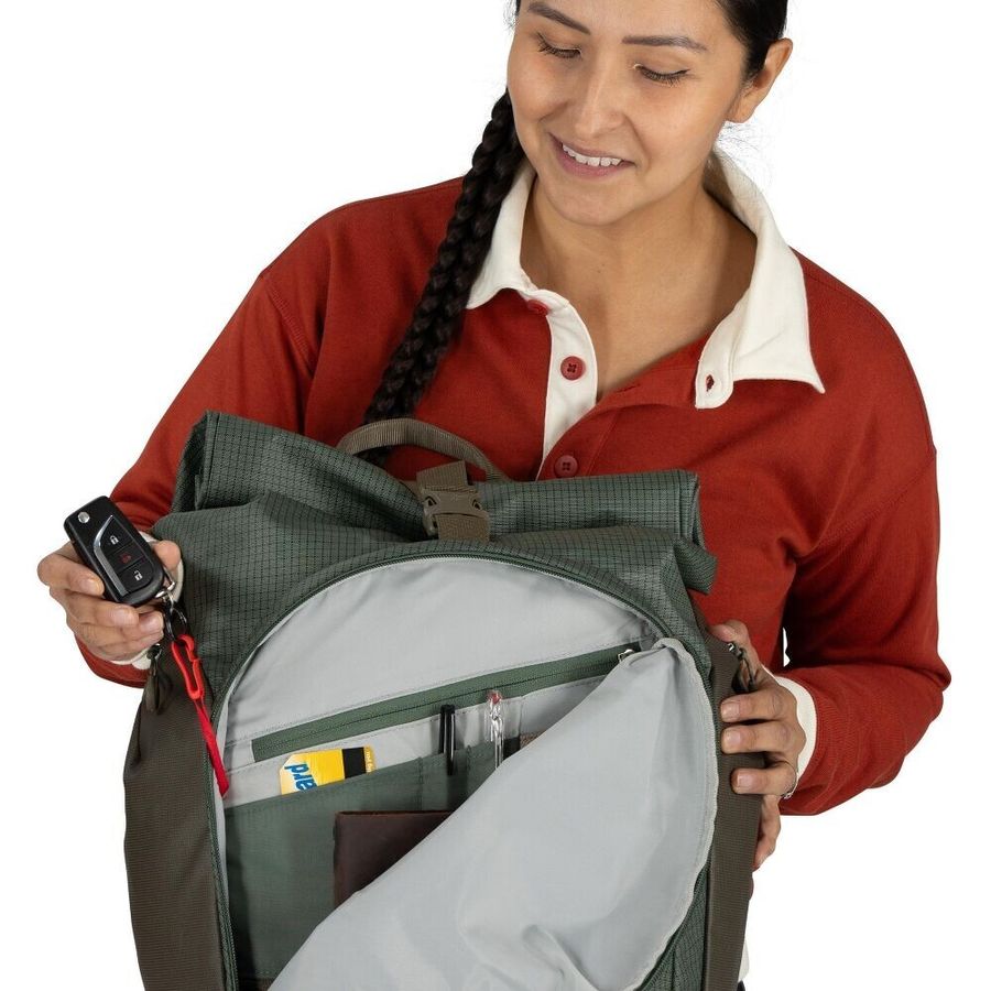 【Osprey 美國】Transporter Roll Top Pack 防潑水通勤旅行後背包|捲式主隔間開口 旅行