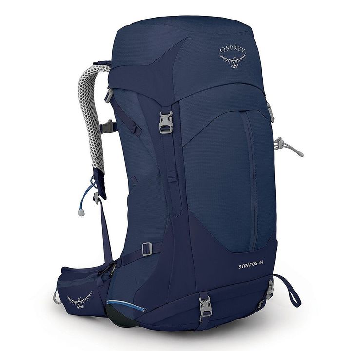Osprey Stratos 44 登山背包 海鯨藍 45 度前側視角