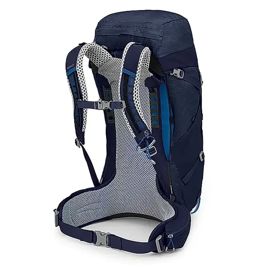 Osprey Stratos 44 背面 AirSpeed 網架背板與泡棉支撐腰帶