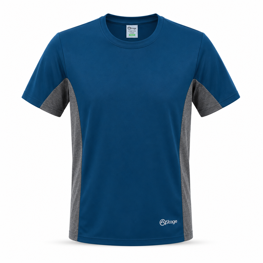 A11002-0008 Men Mountain T-Shirt-Deep Ocean HeatherLight Grey Heather