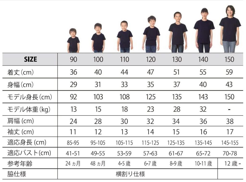 尺寸表kids