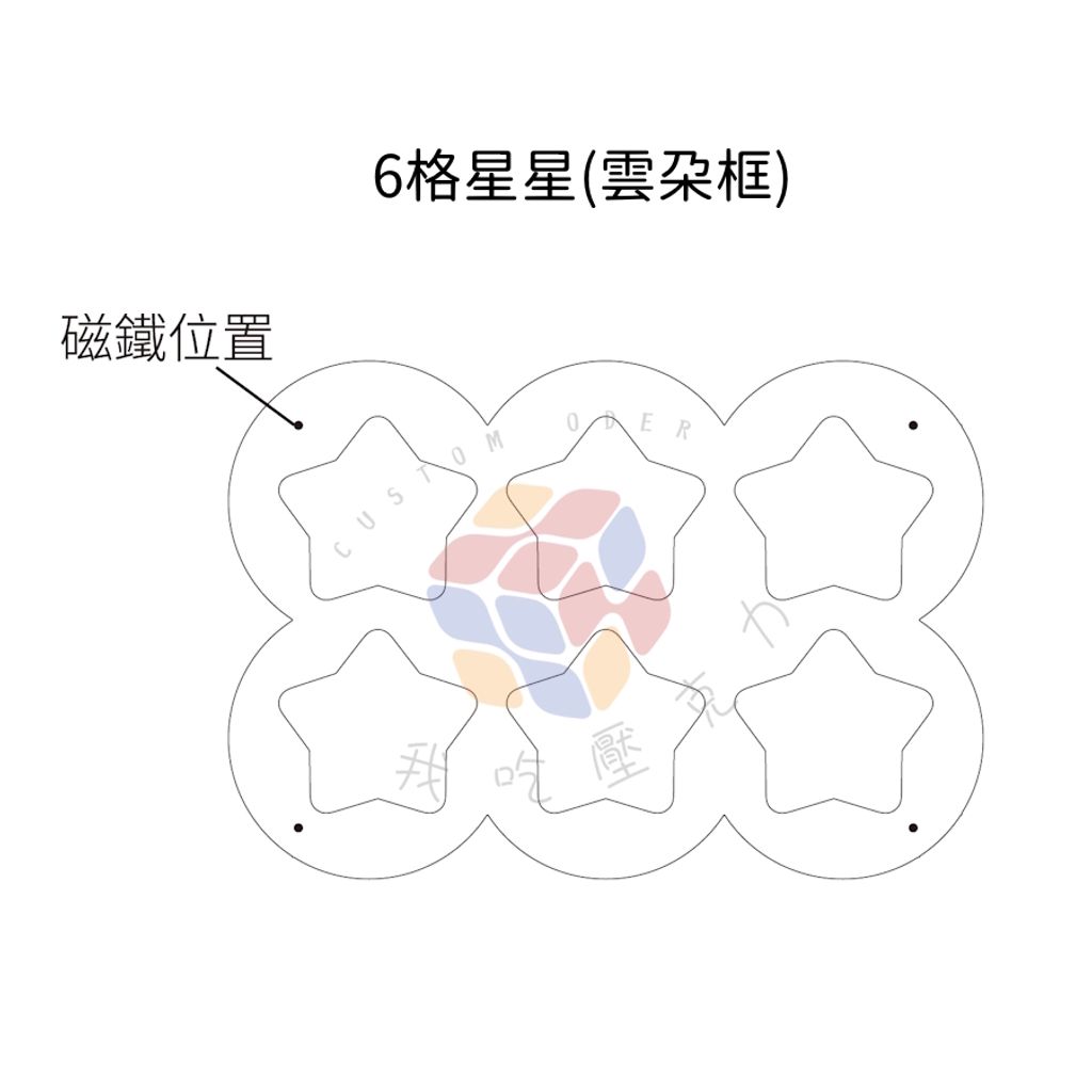 6格星星(雲朵框)