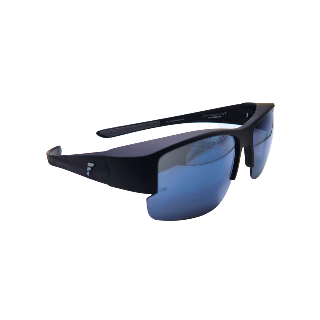 DeutscheFit Matte Black Blue Extended New Image Shop Sunglass Fit – Eyewear Over Optical Unisex Polarized