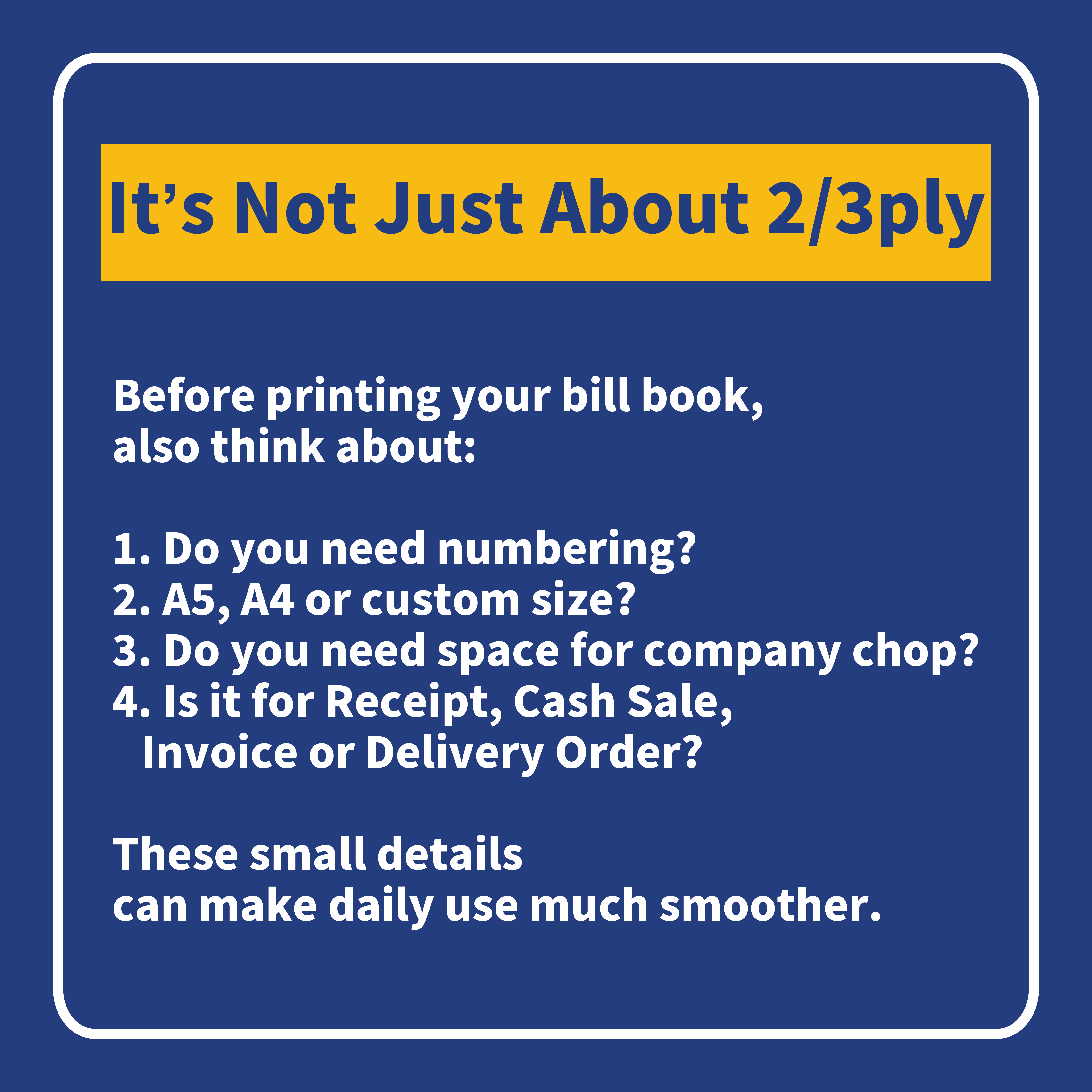 Consideration To Choose Bill Book