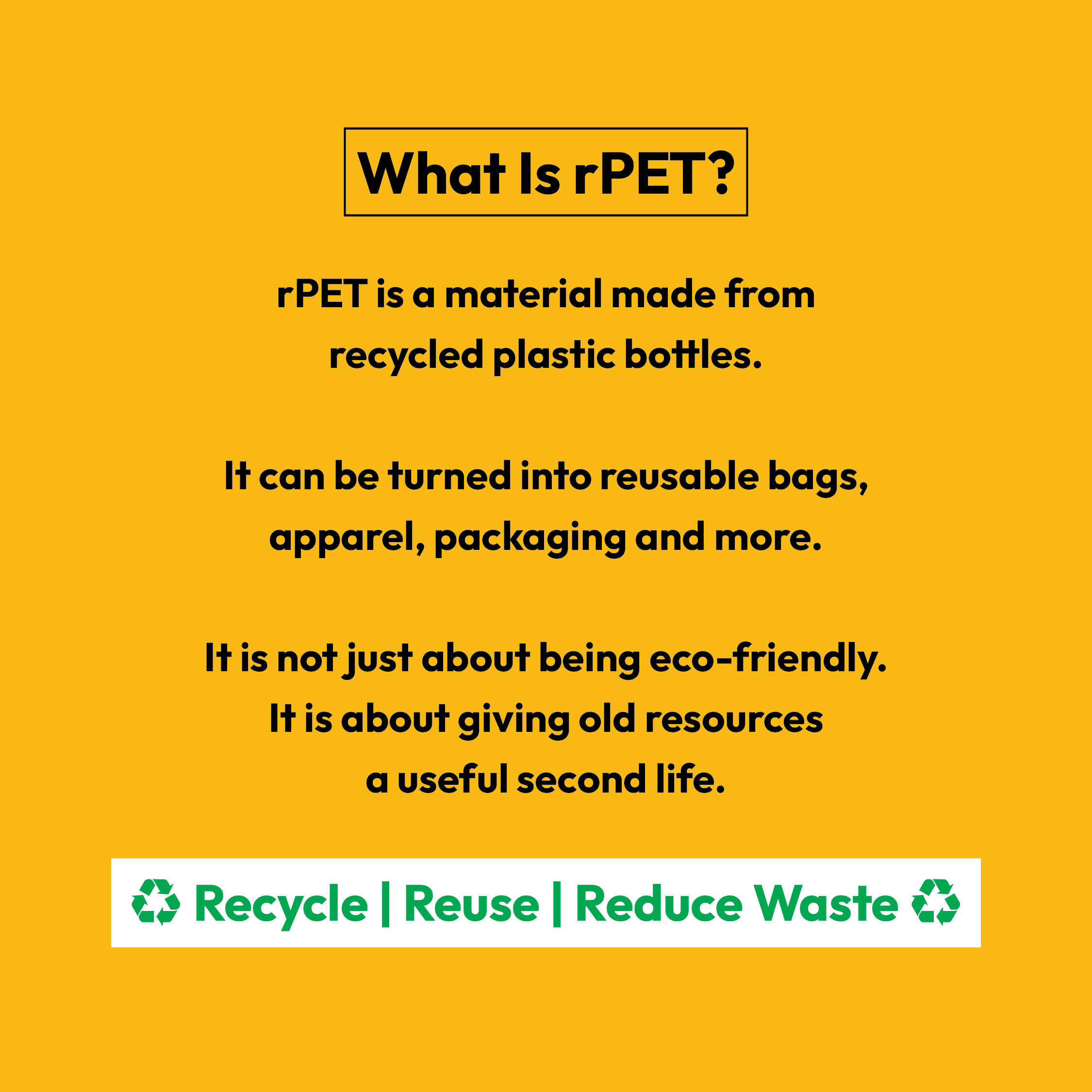 rPET reusable bag made from recycled plastic bottle material