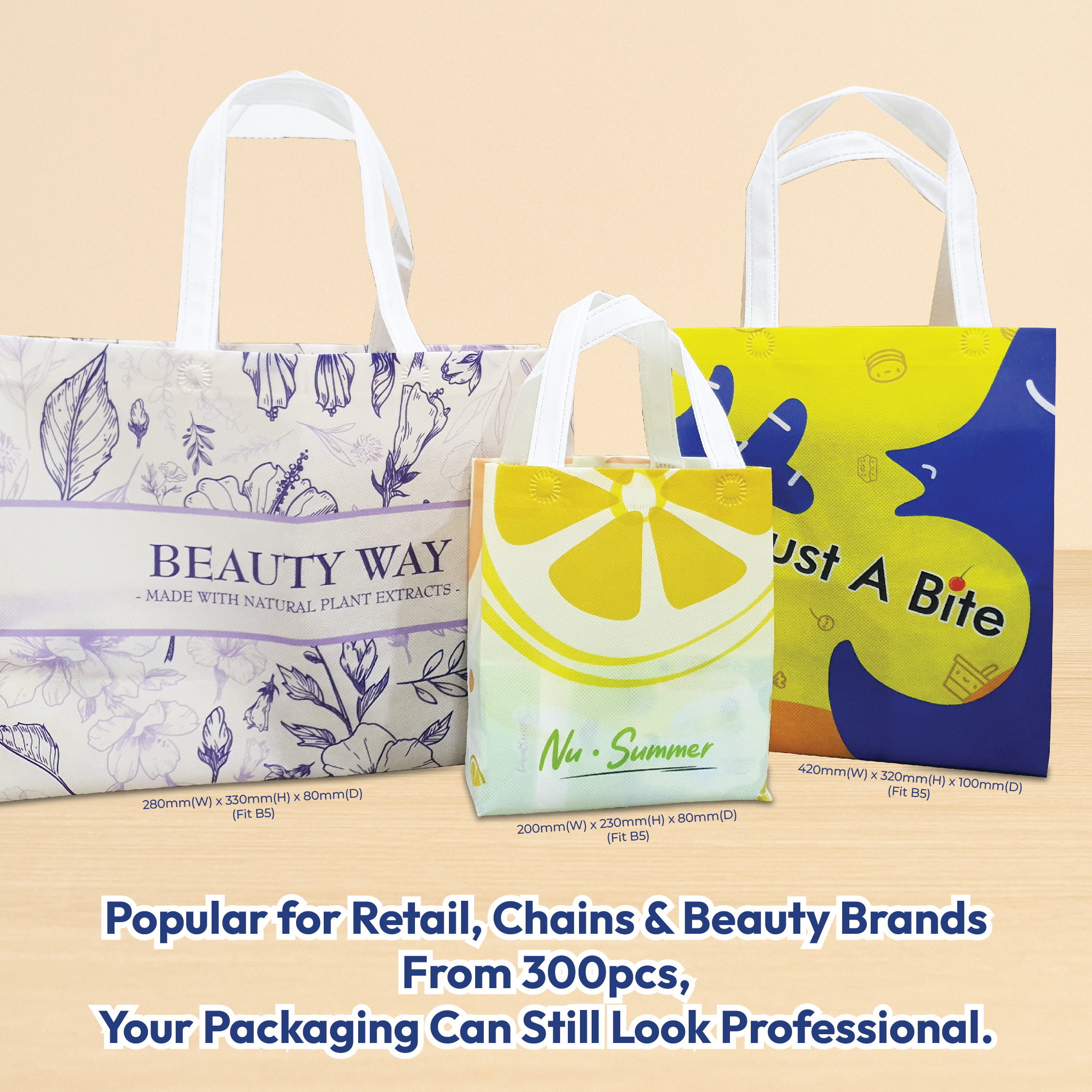 Full colour printed rPET non-woven bags for retail and business branding