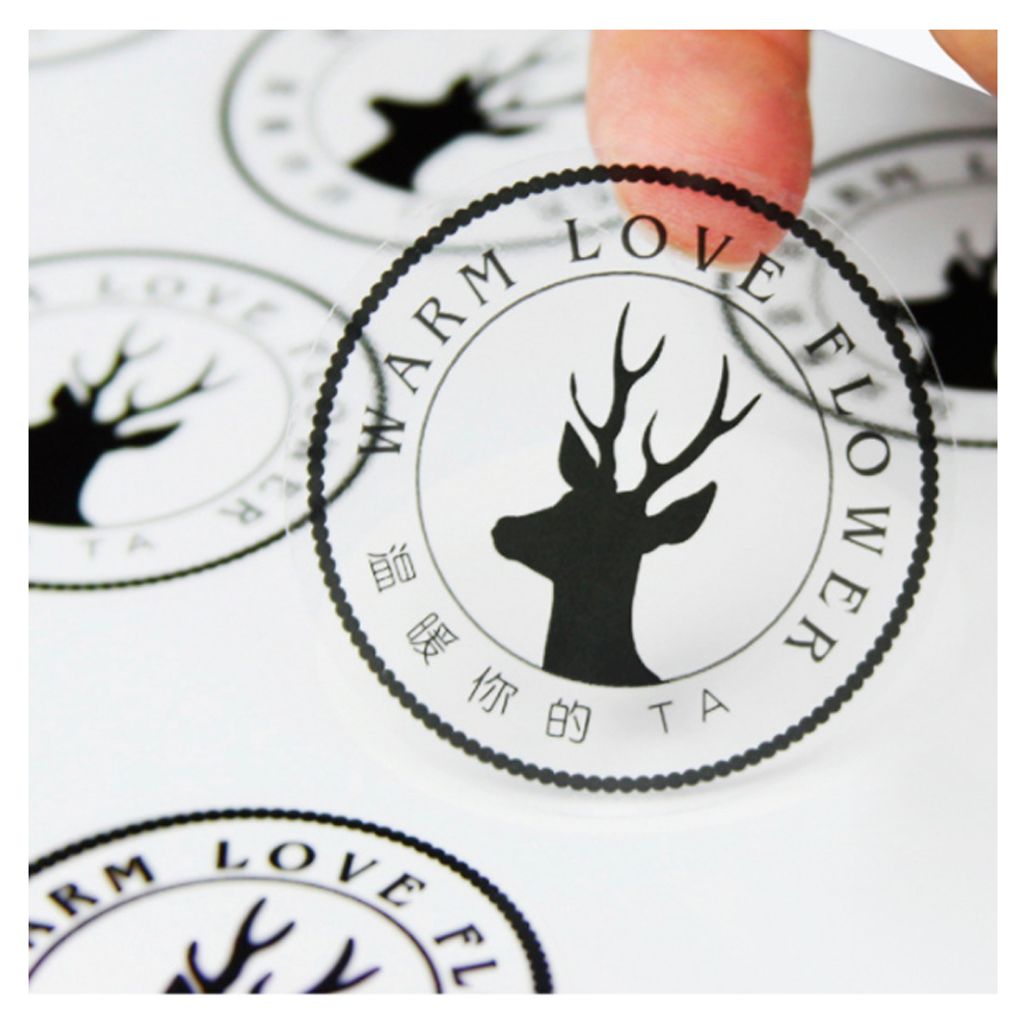 Transparent round logo sticker printed for florist branding
