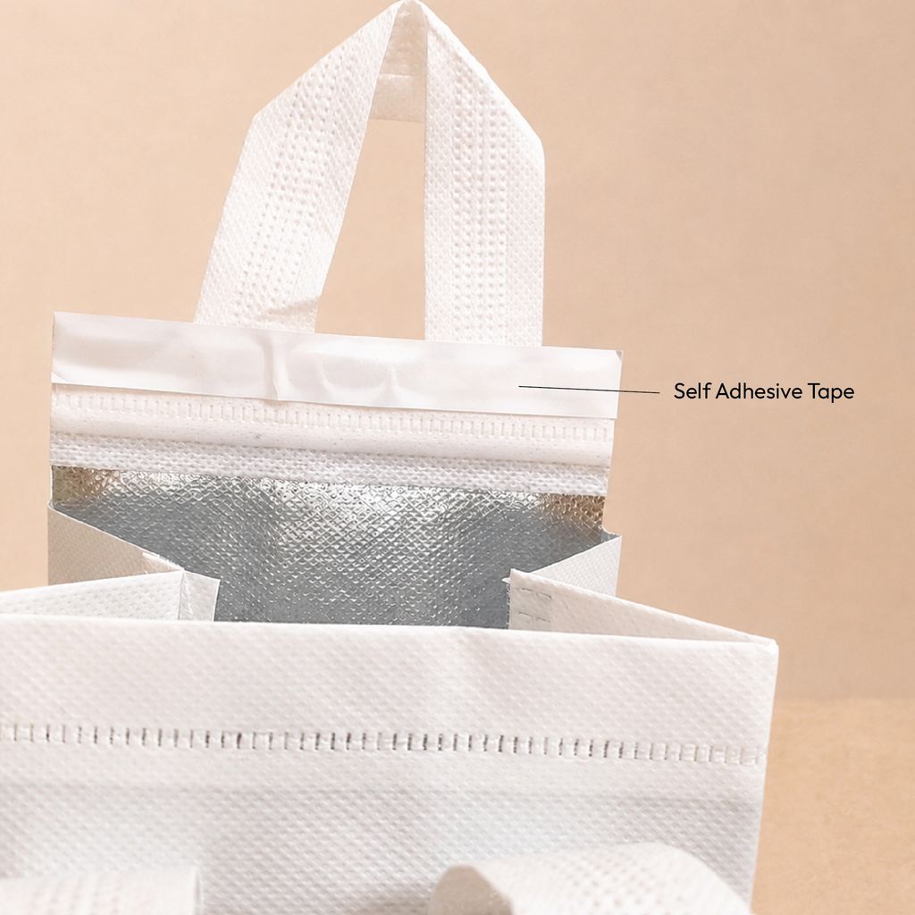 cooler bag self-adhesive tape closure with aluminium foil insulated lining