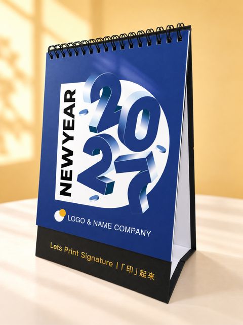 hard stand desk calendar printing Malaysia with custom company logo and cover design