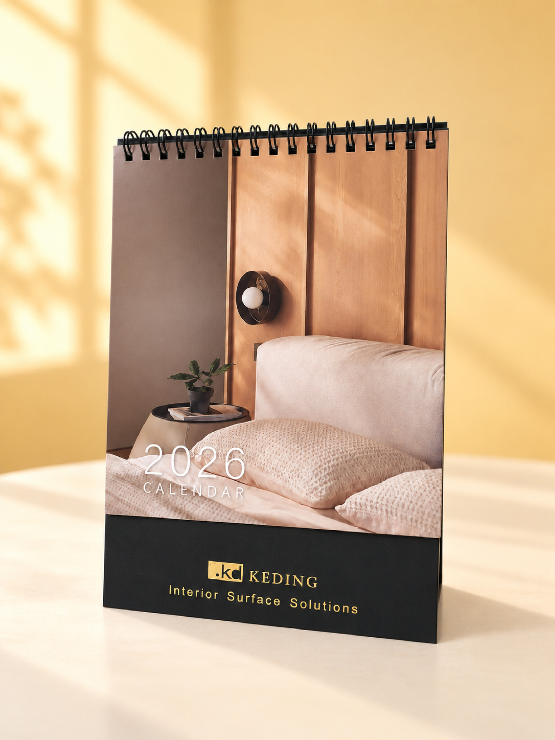 premium hard stand desk calendar with gold foil hot stamping for corporate gift