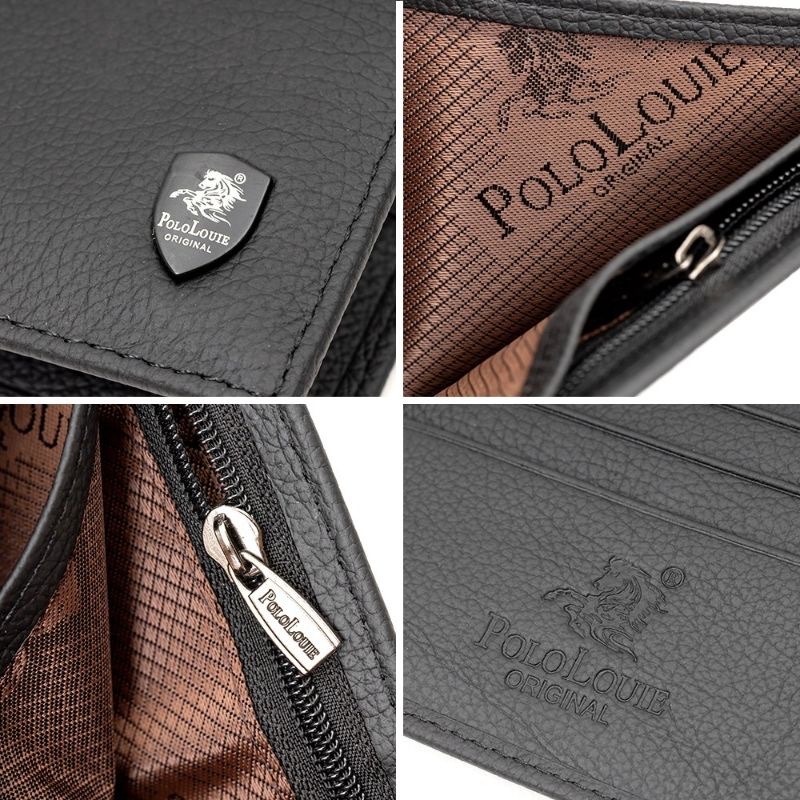 Gift Box] Original Polo Louie Men's Elegant Gift Set Genuine Cow Leather  Bifold Wallet Auto Gear Buckle Belt Gift Bag