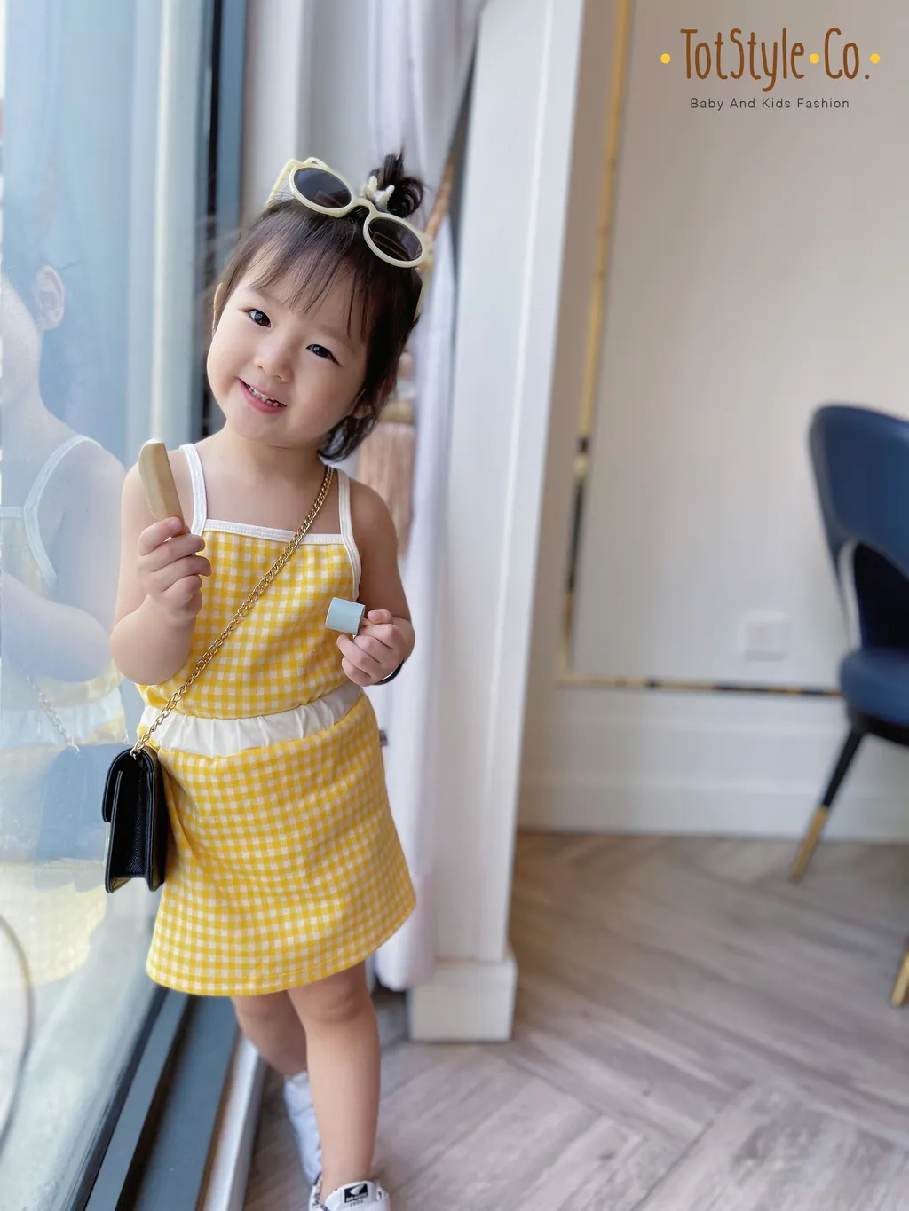 Yellow suspender suit