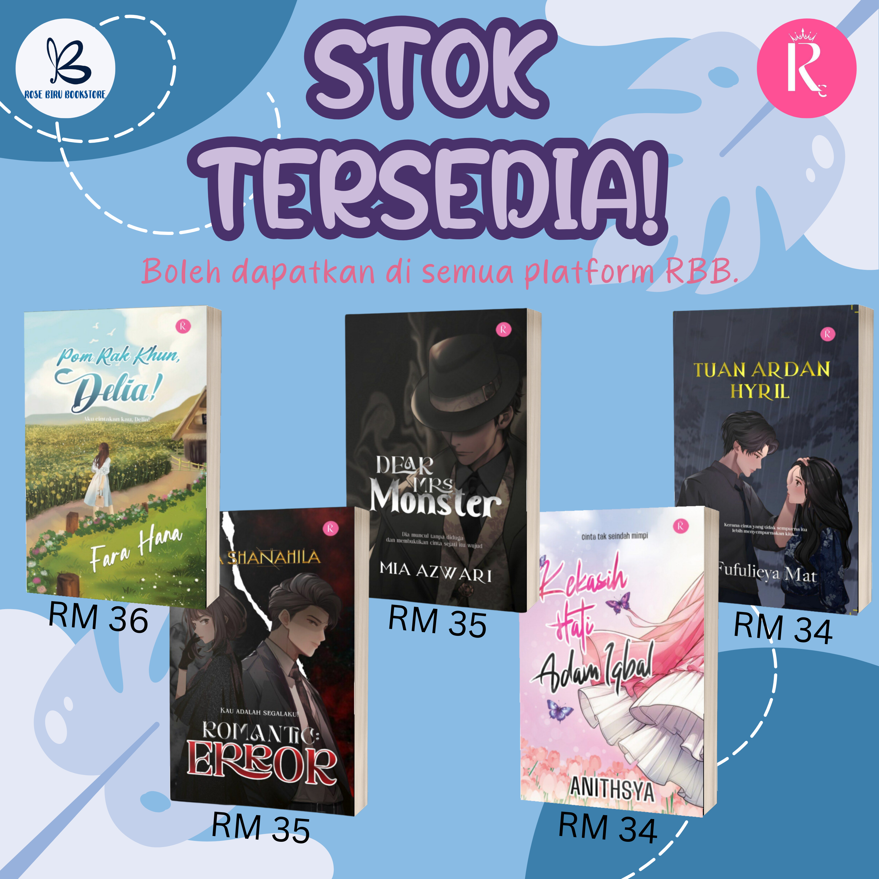 READY STOCK | Rose Biru Bookstore