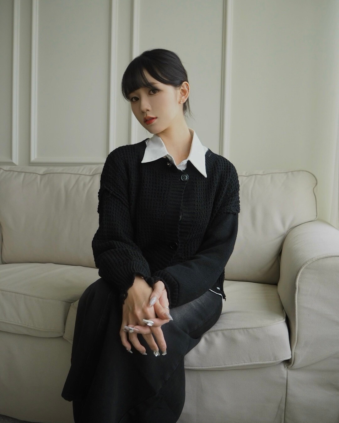 O05京城怪物針織不規則拼接鈕扣外套 (3)