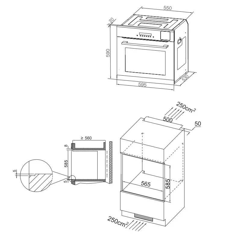 FRANKE_Steam Oven_FBD6200BX_size chart