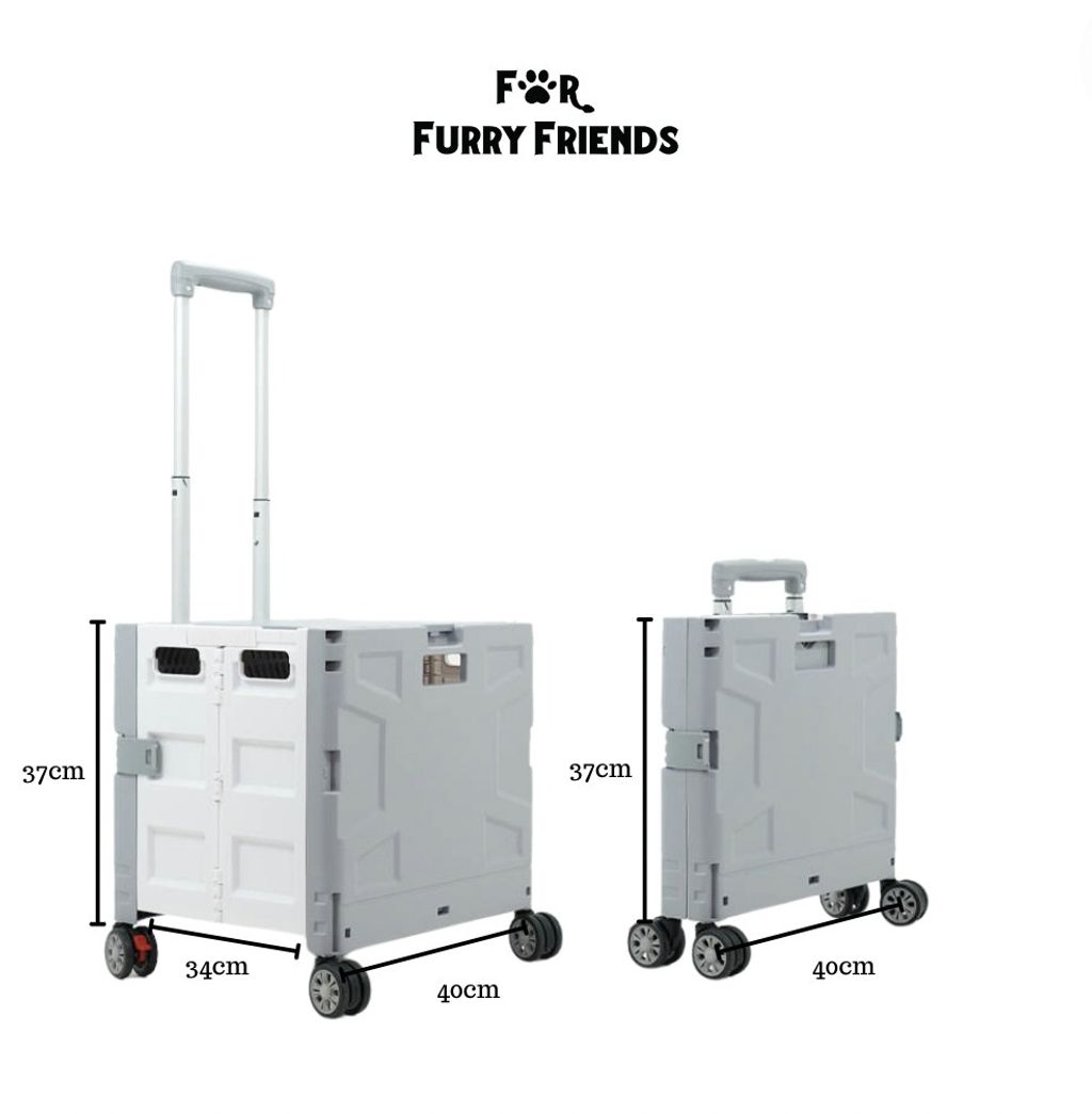 Foldable Shopping Trolley Large Cart New Design With Hidden Cover 50L For Furry Friends Pte Ltd