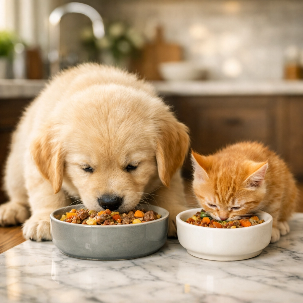 square_puppies_kittens_eating