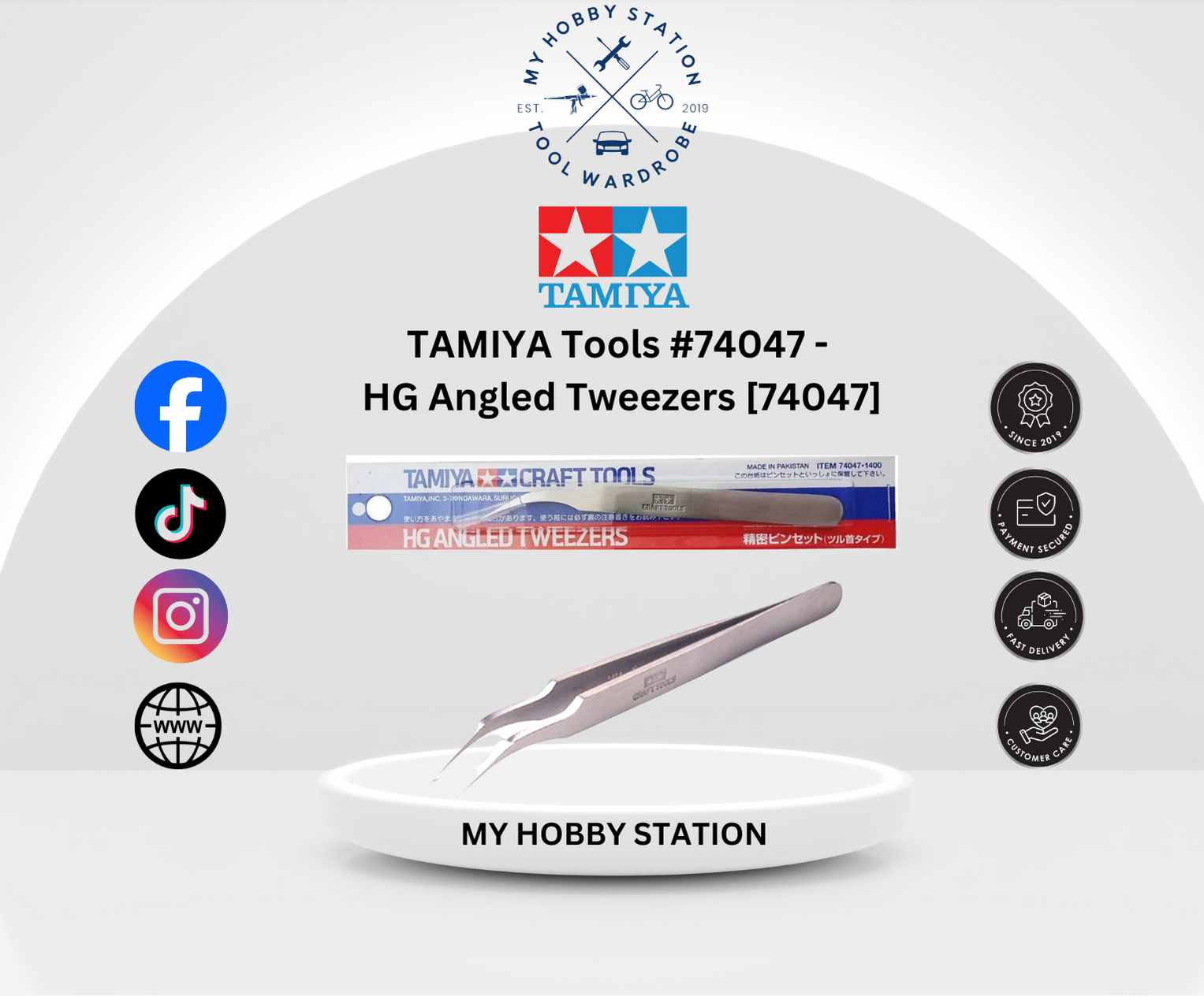 Tamiya 74047 Craft Tools HG Angled Tweezers