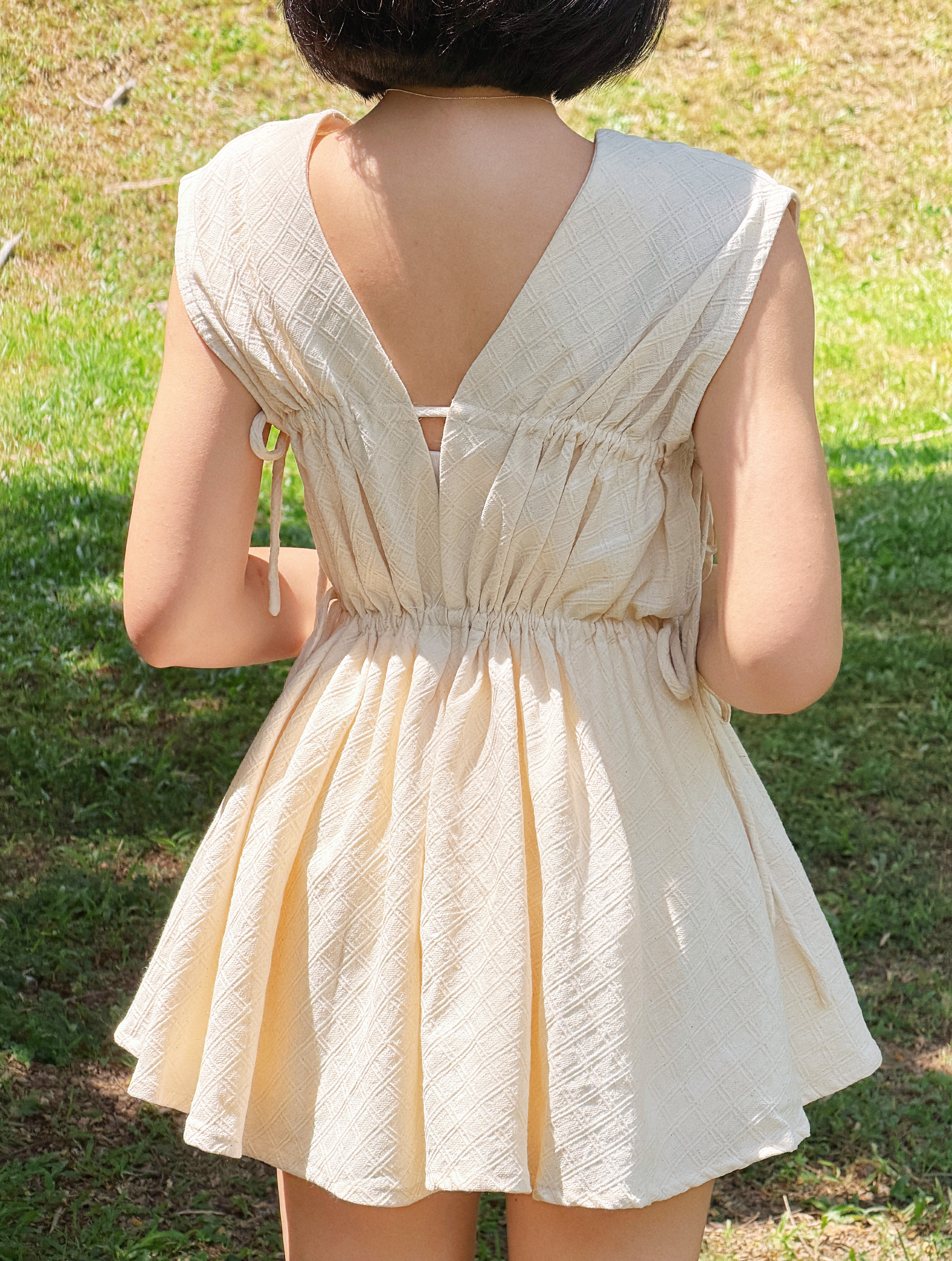 Himawari-website-Drawstring-Ruched-Mini-Dress-beige-11