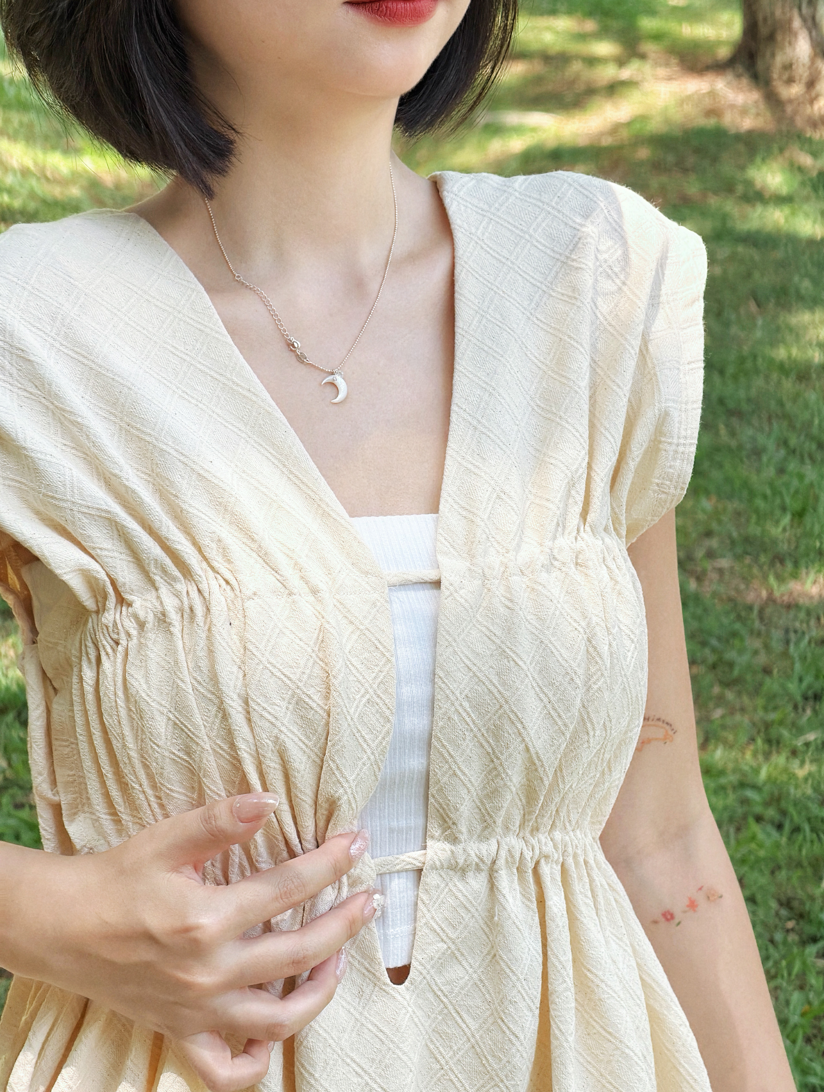Himawari-website-Drawstring-Ruched-Mini-Dress-beige-12