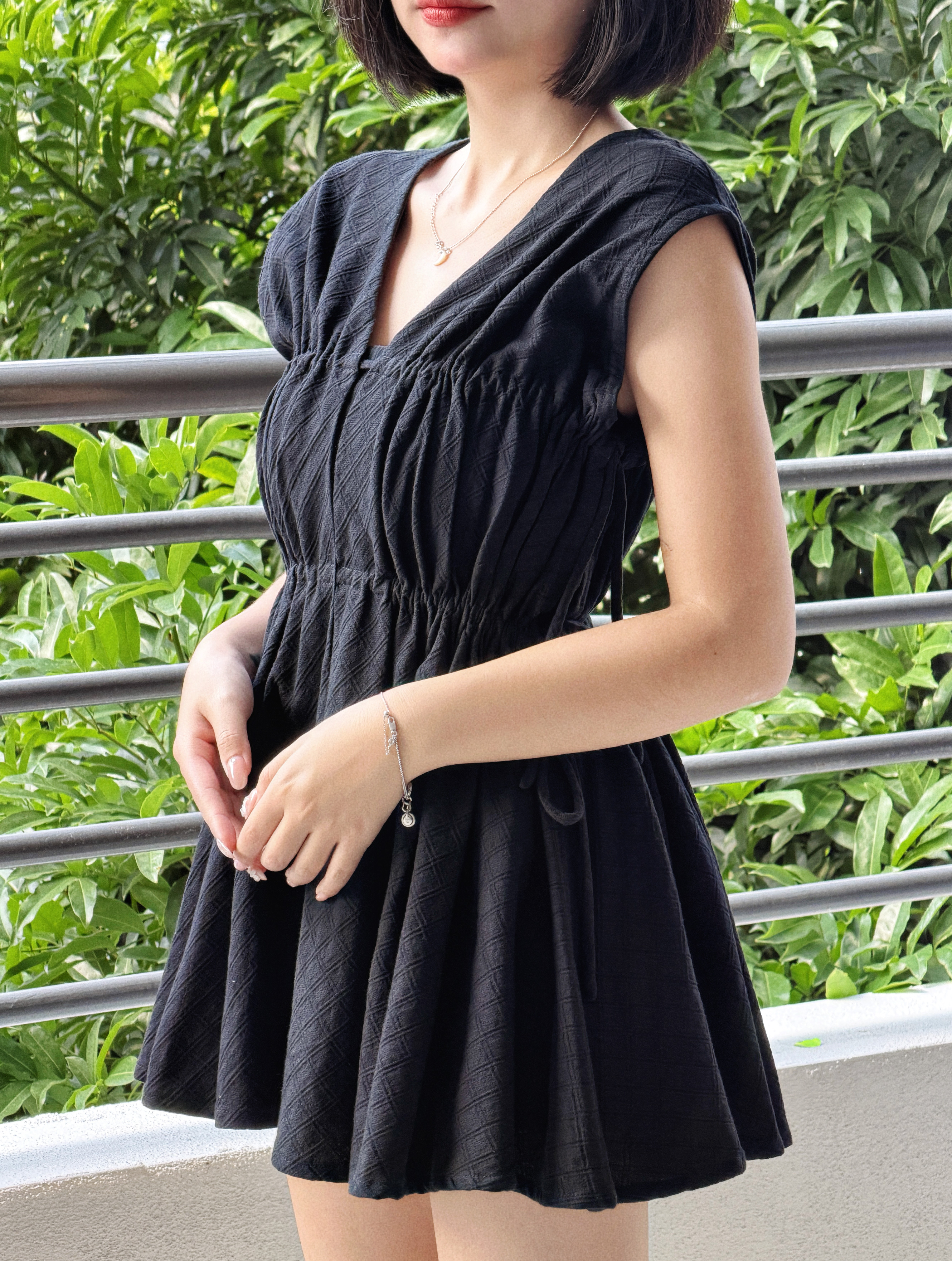 Himawari-website-Drawstring-Ruched-Mini-Dress-black-10