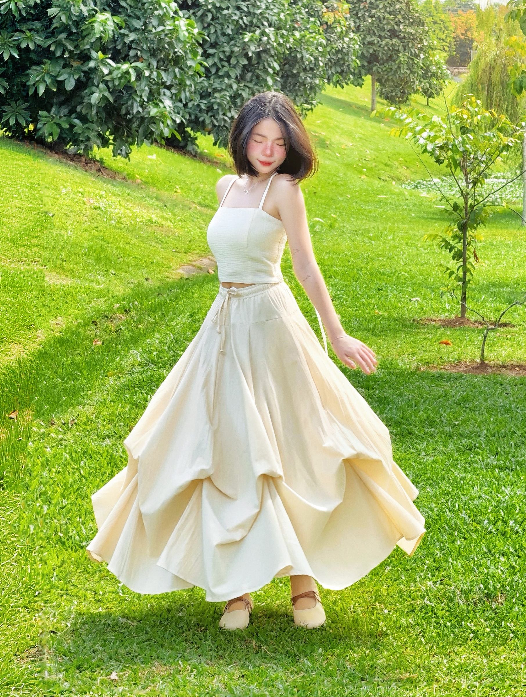 2 way balloon skirt - beige – Himawari Studio