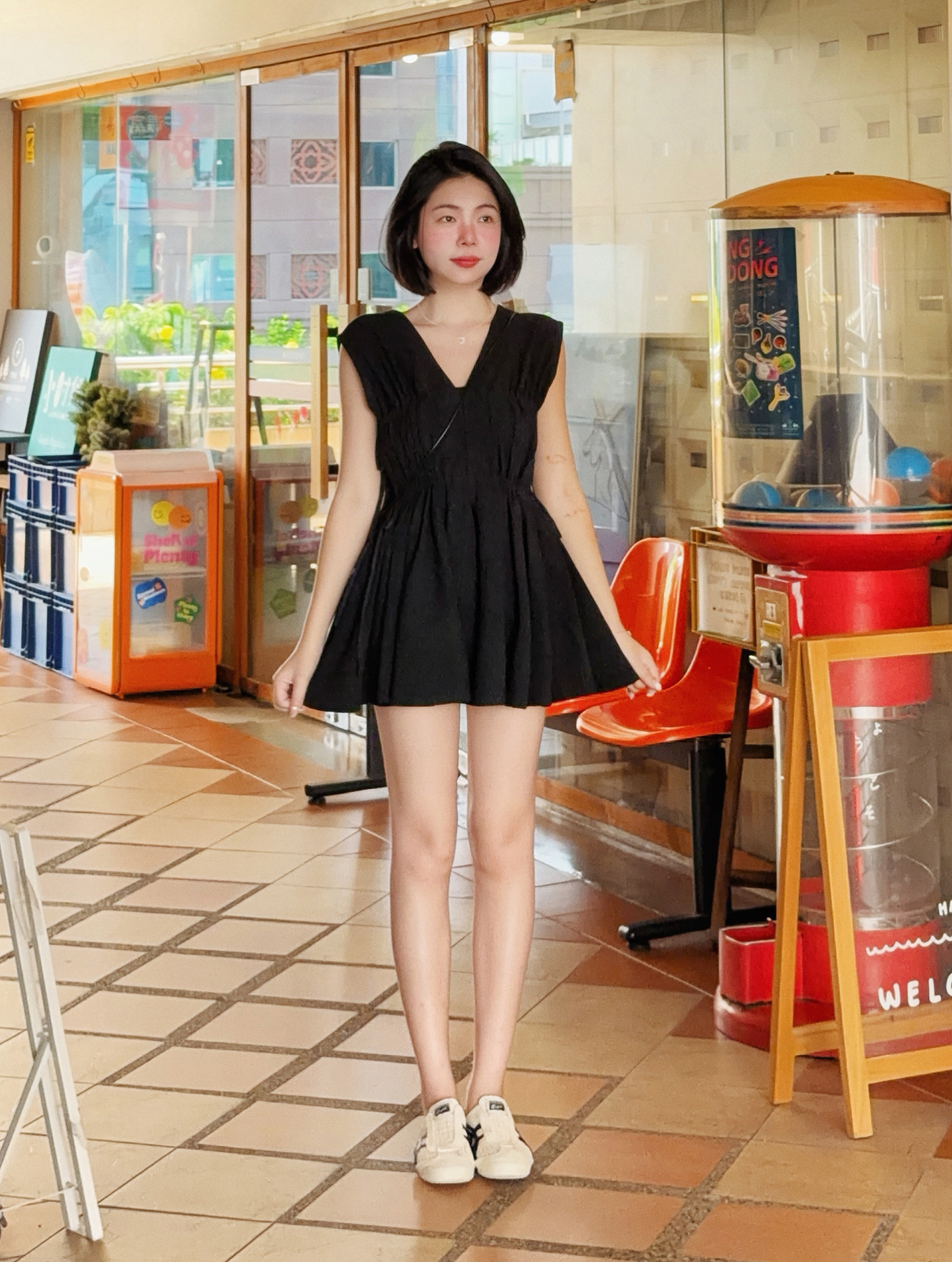 Himawari-website-Drawstring-Ruched-Mini-Dress-black-1