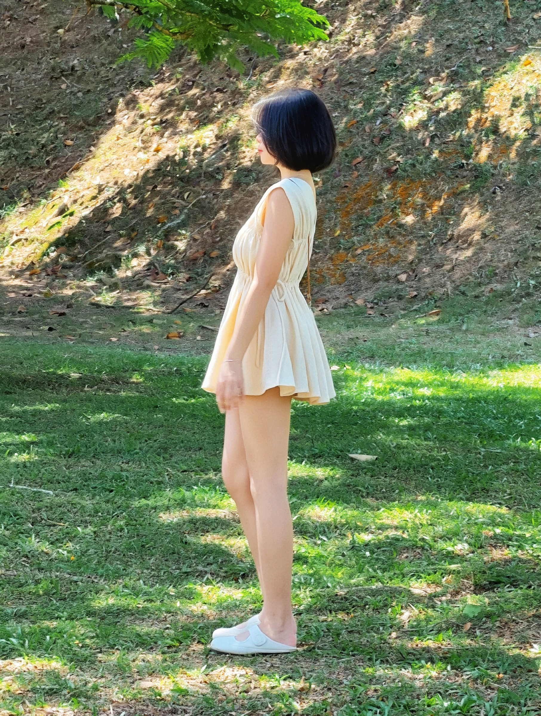 Himawari-website-Drawstring-Ruched-Mini-Dress-beige-7
