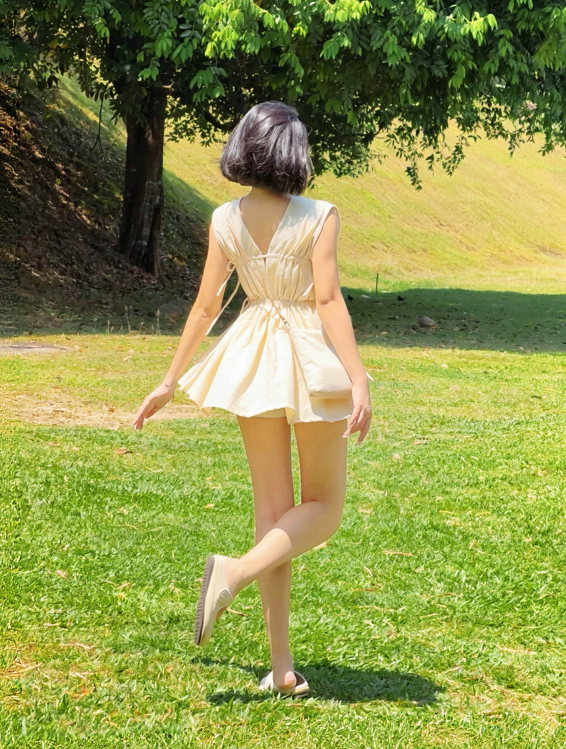 Himawari-website-Drawstring-Ruched-Mini-Dress-beige-6