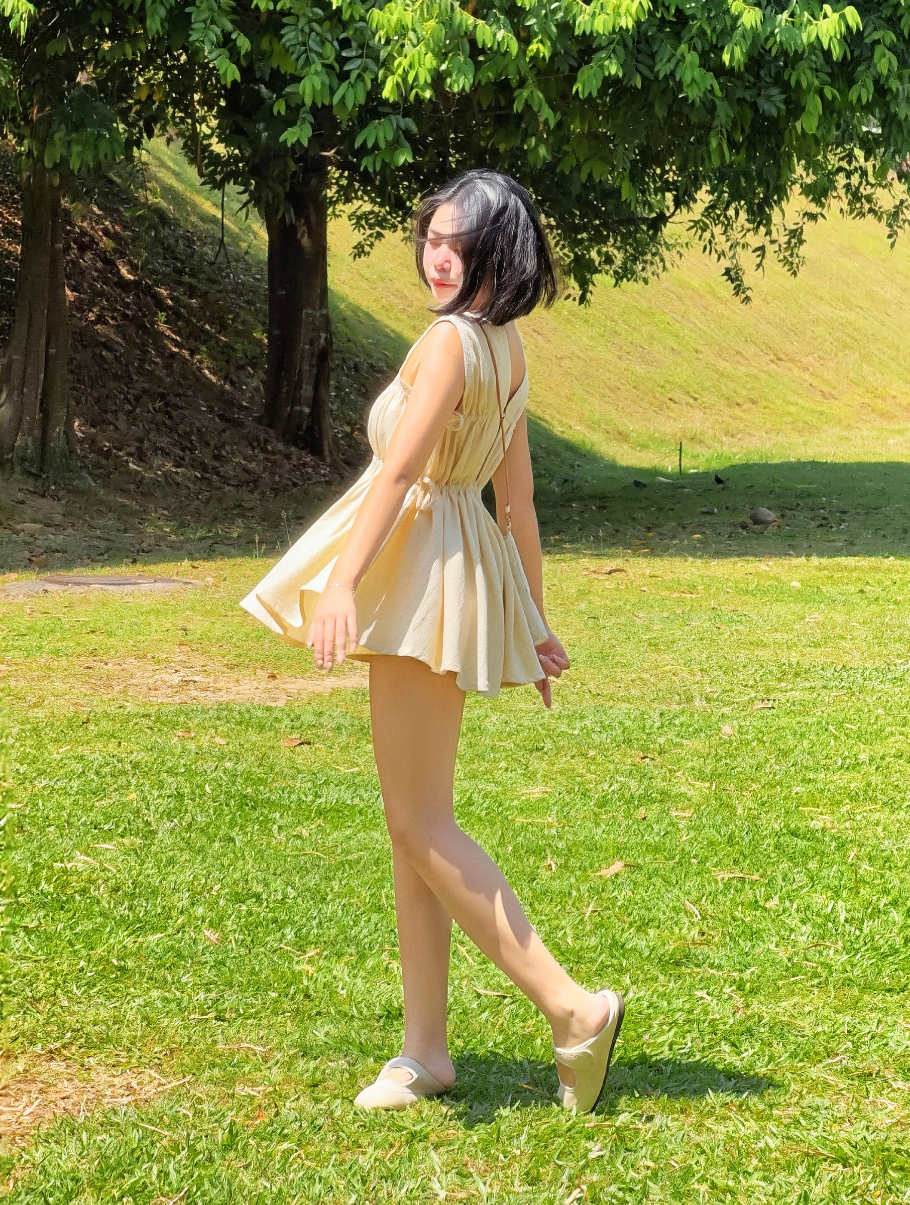 Himawari-website-Drawstring-Ruched-Mini-Dress-beige-2