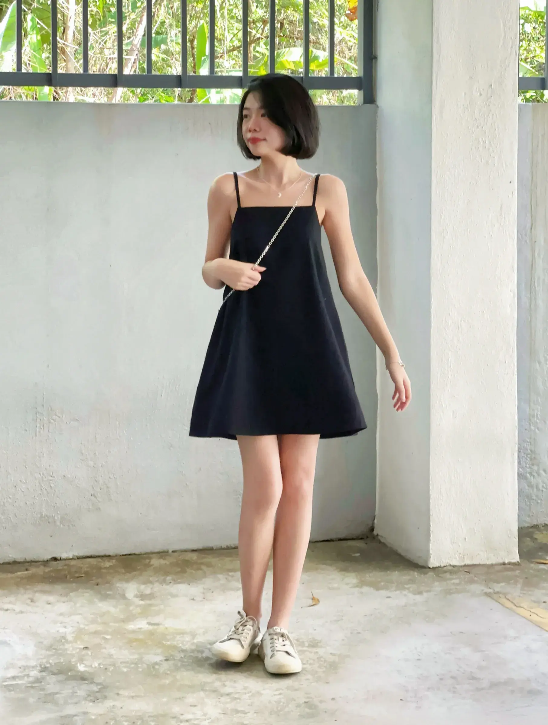 葵-website-linen-flat-dress-black-4
