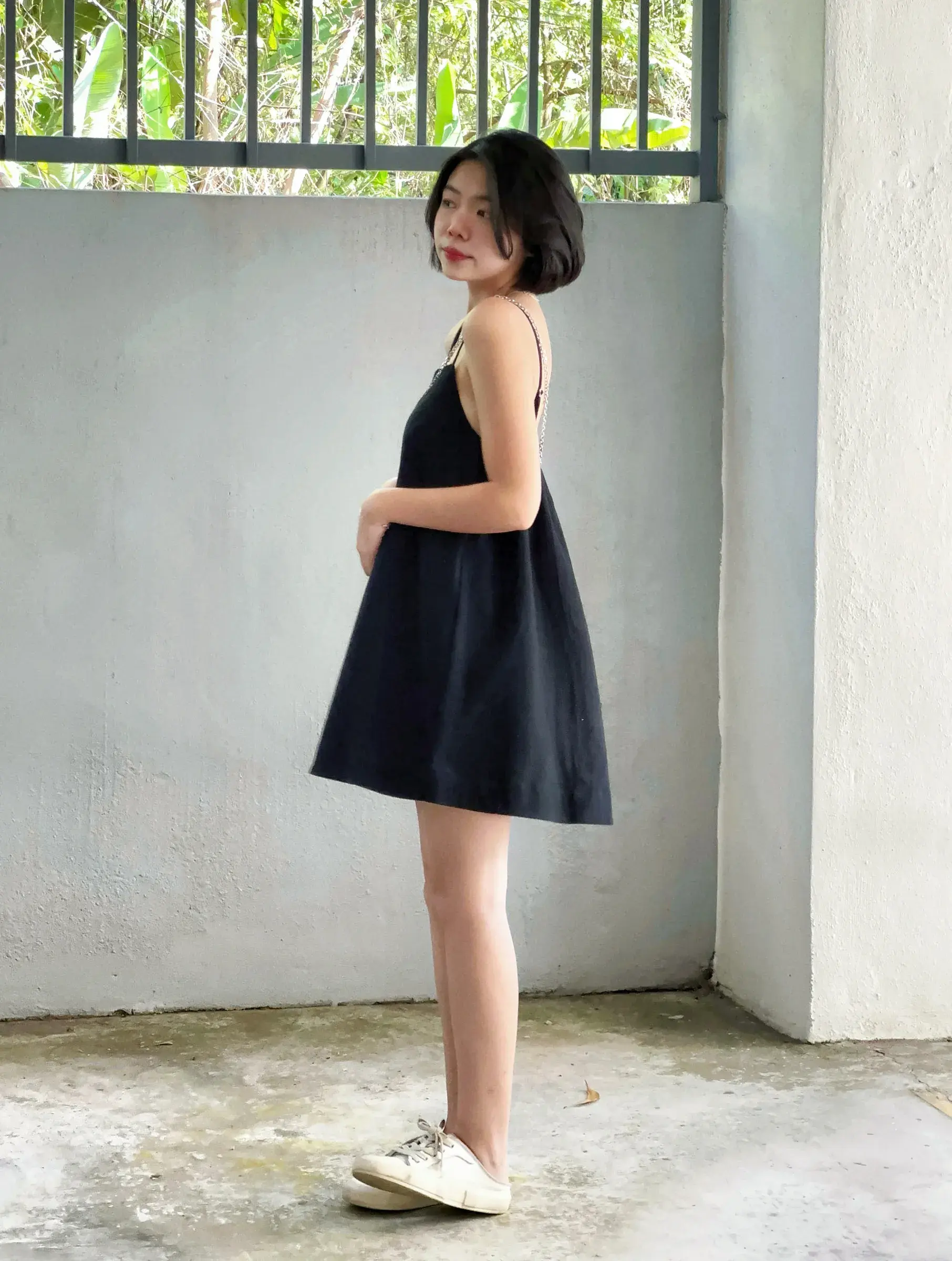 葵-website-linen-flat-dress-black-3