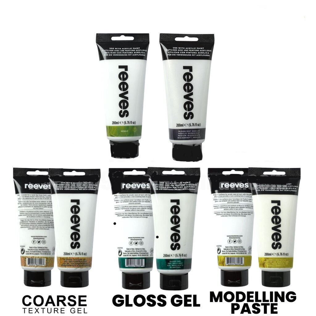Reeves Acrylic Medium Paint Gesso Primer / Modelling Paste / Gloss Gel / Coarse Texture / Iridescent