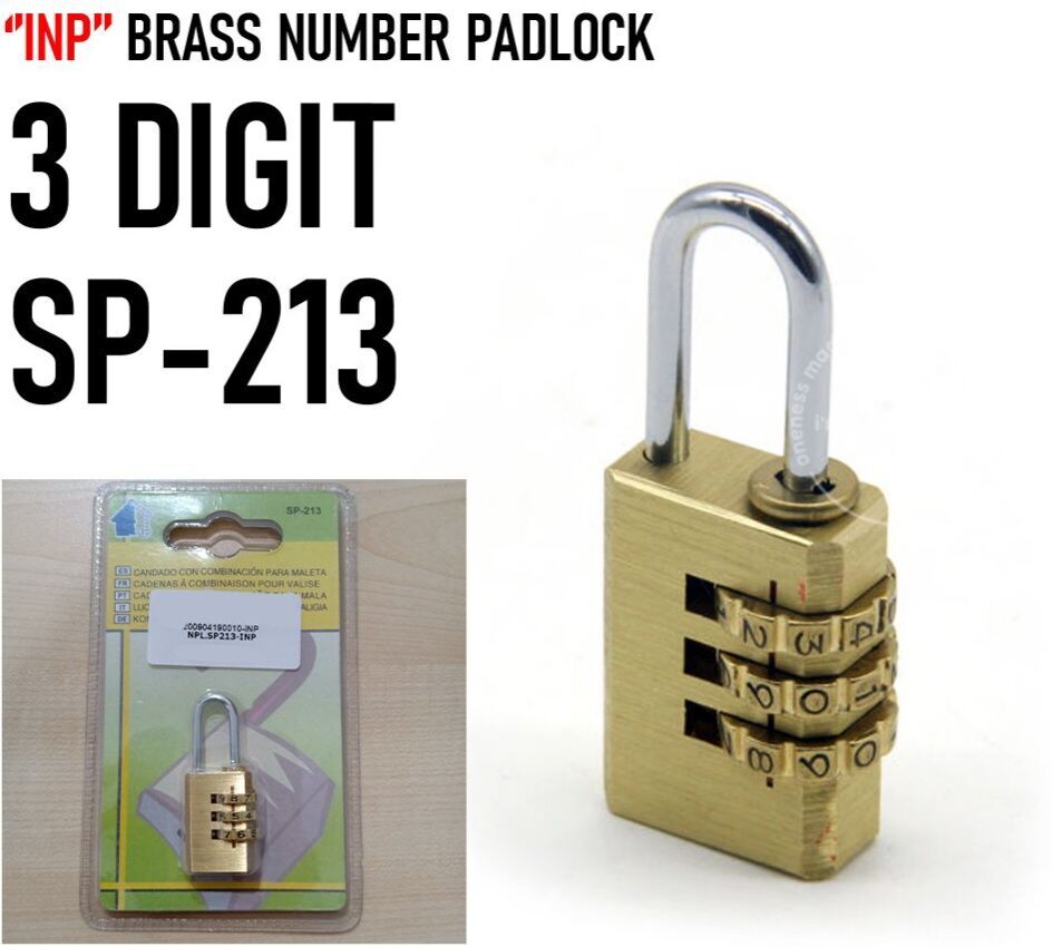 Lock Numbering BRASS NUMBER PADLOCK 3 DIGIT 20mm SP-213