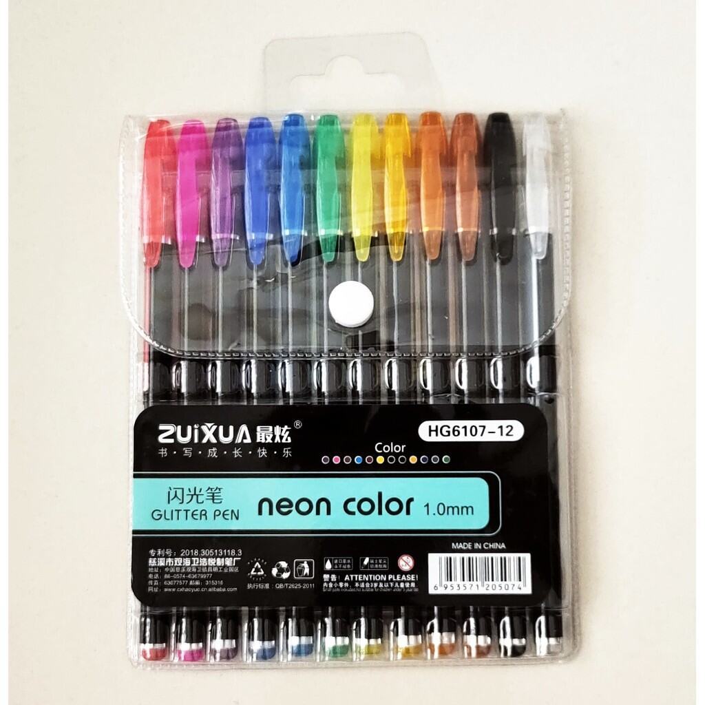 Zui Xua Colour Gel Pen Set (12 Colours) Highlighter / Pastel / Glitter