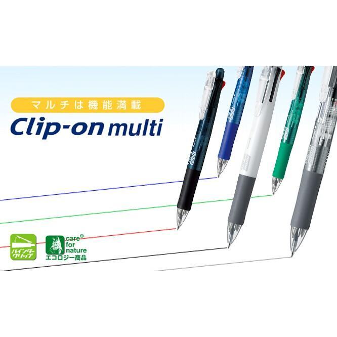 Zebra Clip-on Multi Kugelschreiber – 4 Farben In 1, Schwarz, Mit Radiergummi, 0,5 Mm