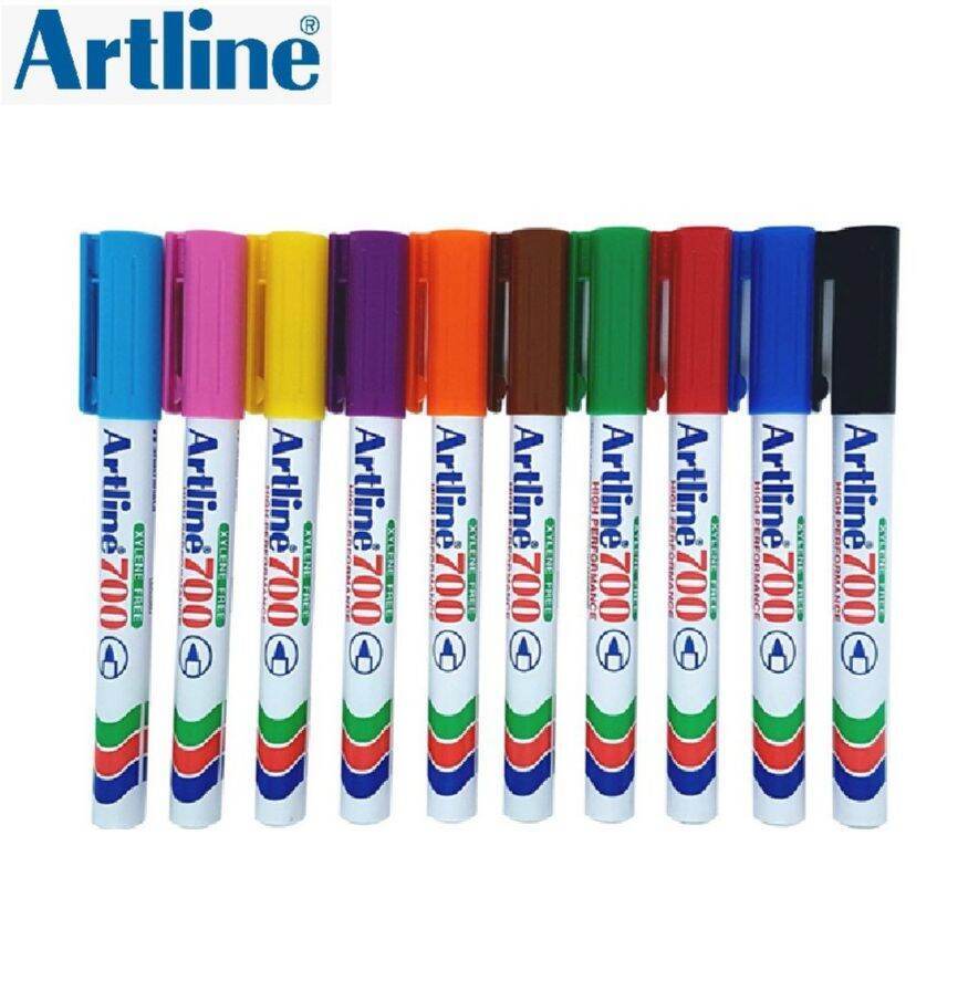 Lot De 6 Marqueurs Permanents ARTLINE 700 - Pointe Cônique - Noir Indélébile - Pour Surfaces Variées