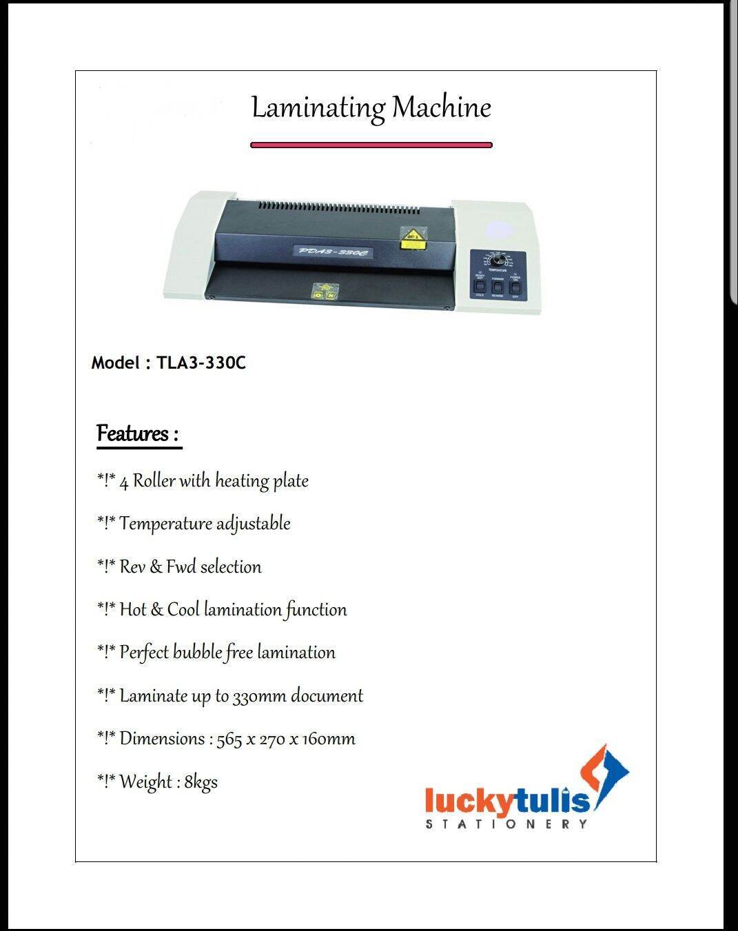 TIMI LUCKYTULIS PDA3-330C ELECTRONIC LAMINATOR