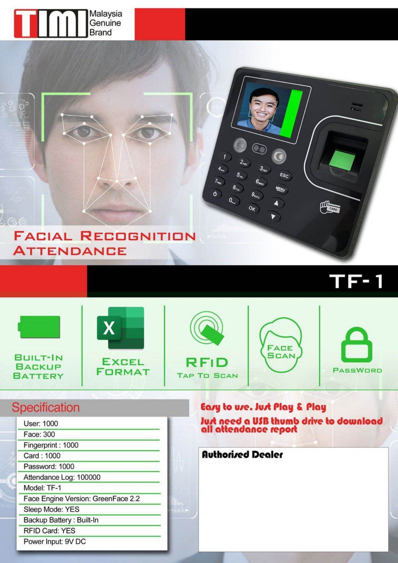 TIMI TF-1 FACIAL RECOGNITION ATTENDANCE