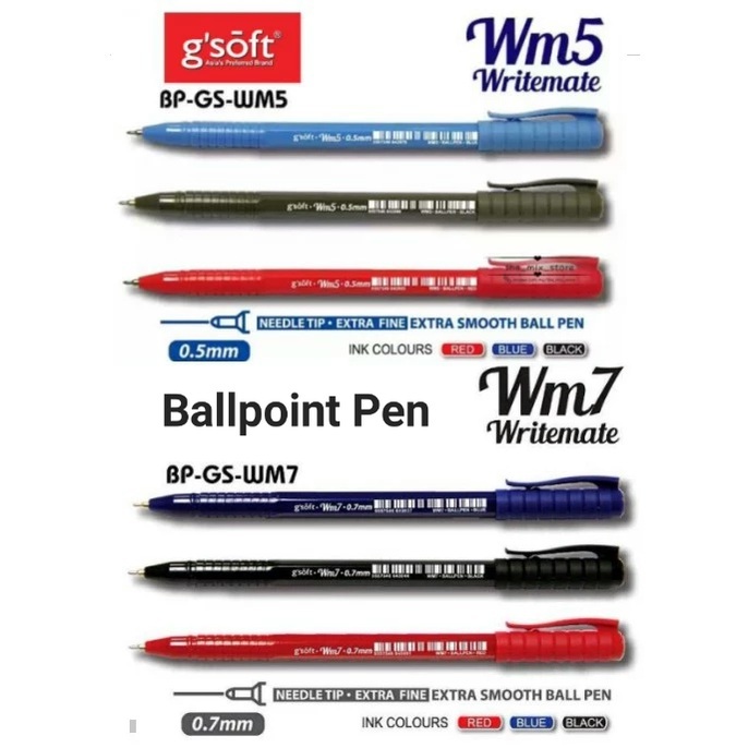 Gsoft WM5 WM7 Ball Pen 0.5mm 0.7mm Blue Black Red ballpen