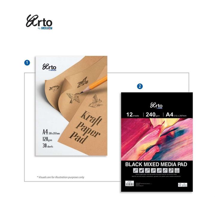 Arto CR37220 Kraft Pad & CR37223 Black Mixed Media Pad Flyer_RM lr (1)