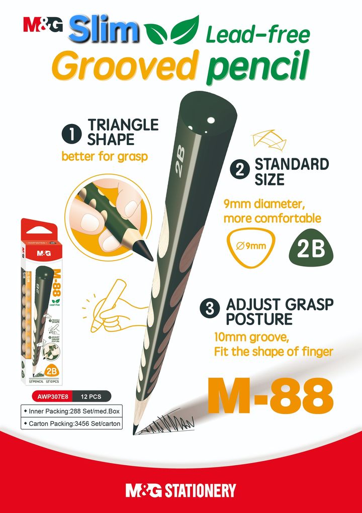 AWP307E8 2B GROOVED PENCIL (STANDARD SIZE)