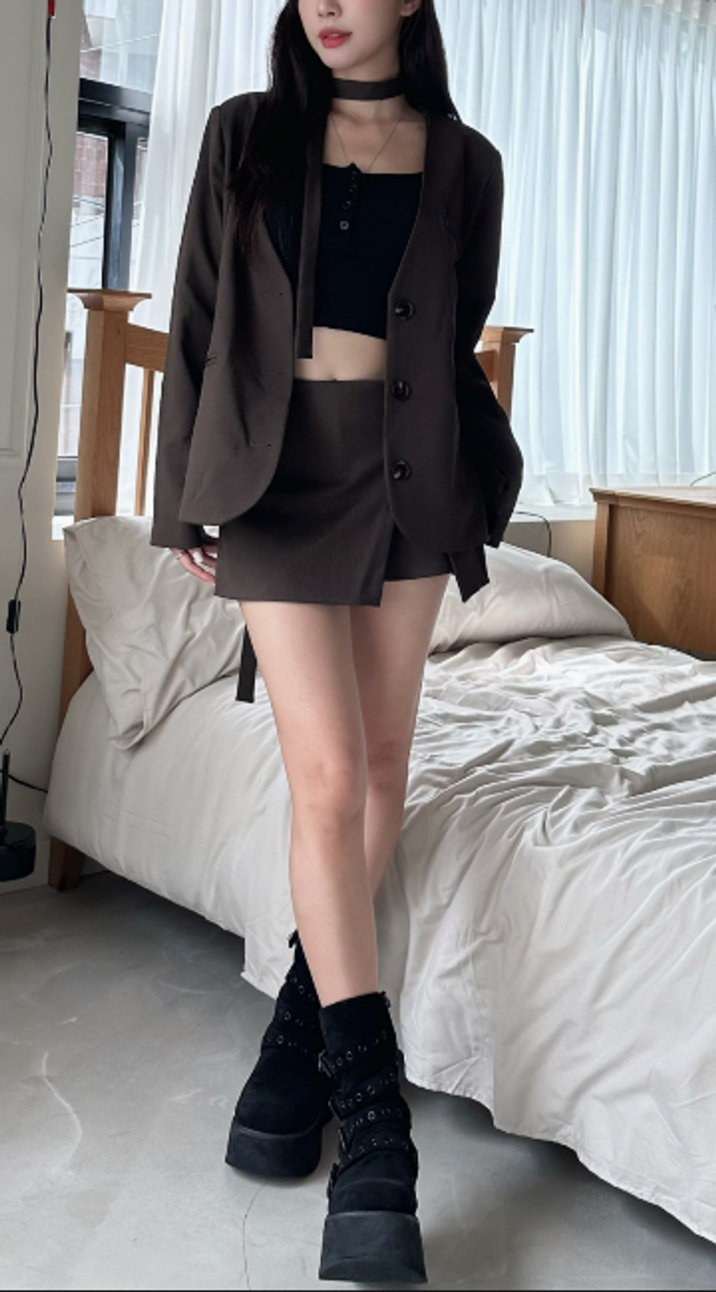 秋澄焦影唯美必收西裝褲裙(咖)