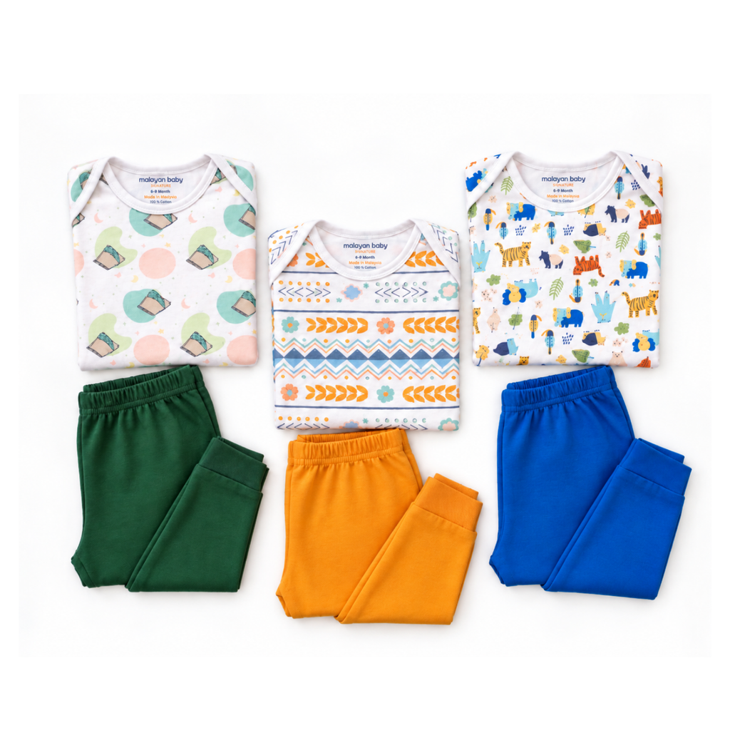 Malaysian Heritage baby and toddler pyjama bundle set of 3 by Malayan Baby Signature