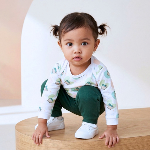 Baby wearing Nasi Lemak Pyjamas