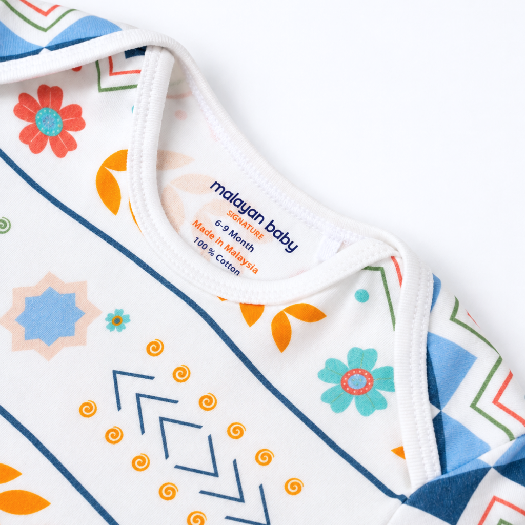 Artistry in Bloom 100% cotton Malaysian-inspired baby pyjamas