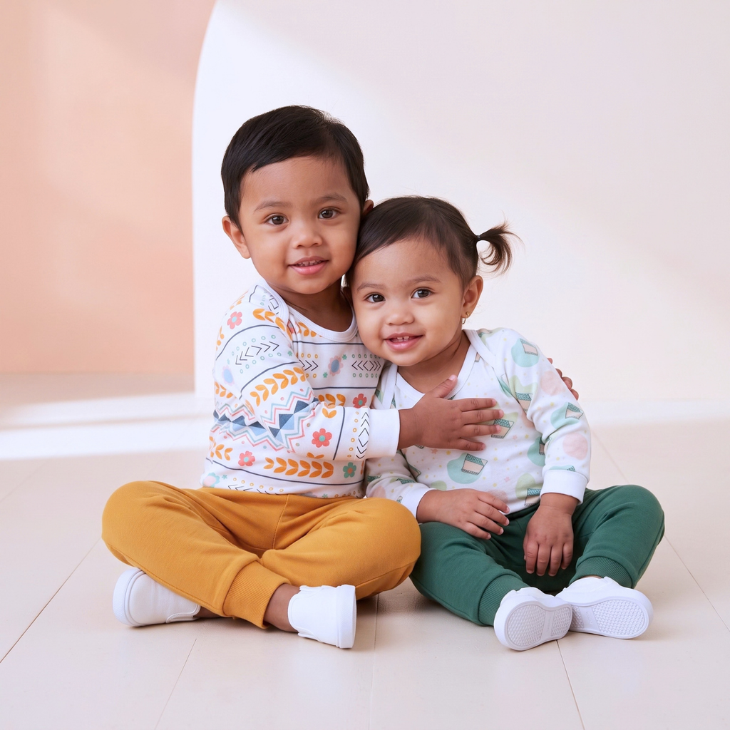 Toddler in Artistry in Bloom and Nasi Lemak batik