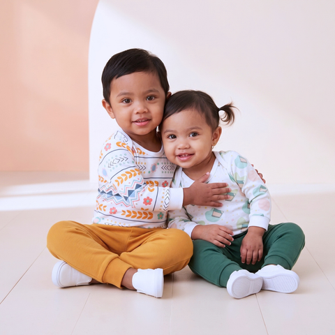 Toddler in Artistry in Bloom and Nasi Lemak batik
