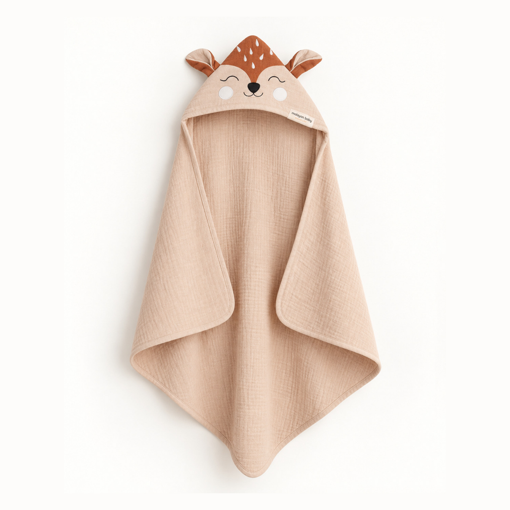 fawn-orange-deer-baby-gauze-hooded-towel